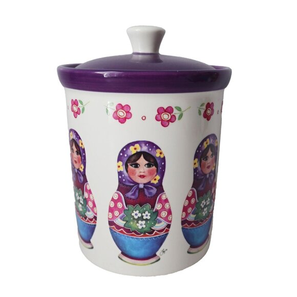 Vintage Ceramic Jar with Lid Cookie Jar Nesting Dolls Polish Jet Ter Steege - Picture 1 of 8